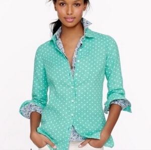 J. Crew Polka Dot Long Sleeve Top. 100% Linen